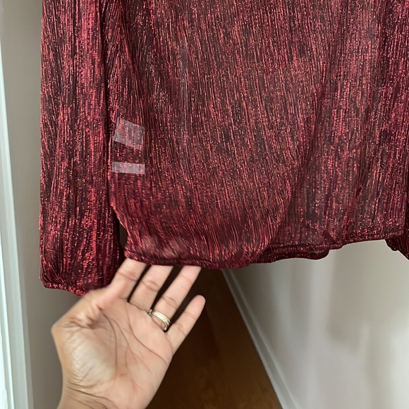 New York & Co. Metallic Tie Neck Blouse - Picture 6 of 8